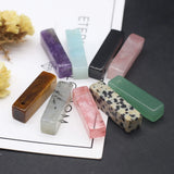 5pcs Natural Stone Pendant Rectangle Obsidian Amazonite Charm 25x6mm