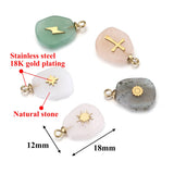 5pcs Natural Stone Stainless Steel Charms Pendants DIY Jewelry Making