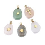 5pcs Natural Stone Stainless Steel Charms Pendants DIY Jewelry Making