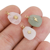 5pcs Natural Stone Stainless Steel Charms Pendants DIY Jewelry Making