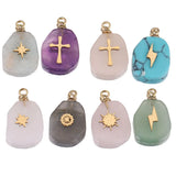 5pcs Natural Stone Stainless Steel Charms Pendants DIY Jewelry Making