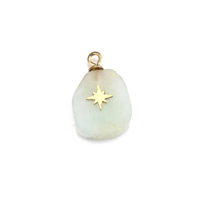 5pcs Natural Stone Stainless Steel Charms Pendants DIY Jewelry Making