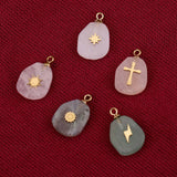 5pcs Natural Stone Stainless Steel Charms Pendants DIY Jewelry Making