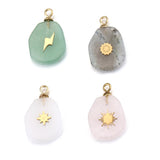 5pcs Natural Stone Stainless Steel Charms Pendants DIY Jewelry Making