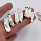5pcs Natural Copper Edging Irregular Pearl Charms Pendant DIY Jewelry Making