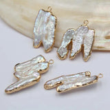 5pcs Natural Copper Edging Irregular Pearl Charms Pendant DIY Jewelry Making