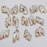 5pcs Natural Copper Edging Irregular Pearl Charms Pendant DIY Jewelry Making