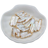 5pcs Natural Copper Edging Irregular Pearl Charms Pendant DIY Jewelry Making