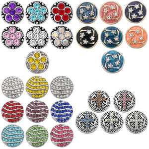 5pcs 12mm Crystal Flower Mini Metal Snap Buttons for DIY Snap Button Bracelet
