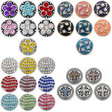 5pcs 12mm Crystal Flower Mini Metal Snap Buttons for DIY Snap Button Bracelet