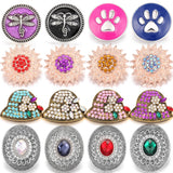 5pcs 18mm Rhinestone Flower Hat Snap Buttons