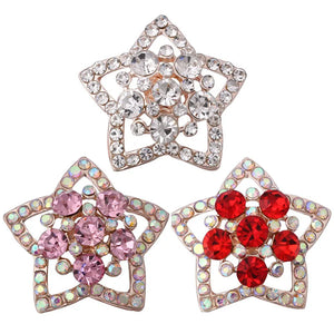 5pcs Rhinestone Flower Snap Buttons for DIY Snap Bracelet/Necklace