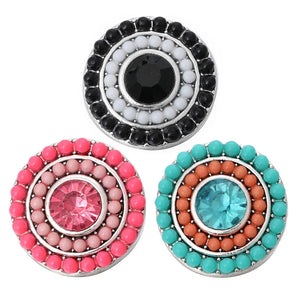 5pcs/lot Colorful Bead Circle Round 18mm Snap Buttons for Jewelry
