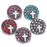 5pcs Rhinestone Cross 18mm Snap Buttons for DIY Snap Bracelet