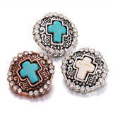 5pcs Rhinestone Cross 18mm Snap Buttons for DIY Snap Bracelet