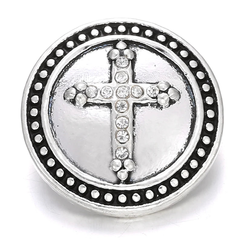 5pcs Rhinestone Cross 18mm Snap Buttons for DIY Snap Bracelet