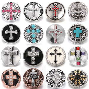 5pcs Rhinestone Cross 18mm Snap Buttons for DIY Snap Bracelet