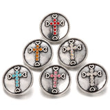 5pcs Rhinestone Cross 18mm Snap Buttons for DIY Snap Bracelet