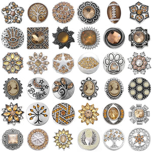 5pcs Owl Flower Rhinestone Snap Buttons