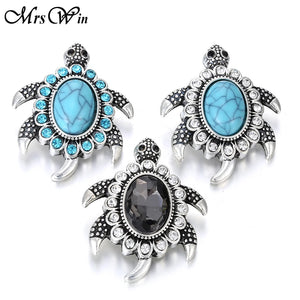 Snap Jewelry Crystal Tortoise 18mm Metal Snap Button for Leather Snap Bracelet