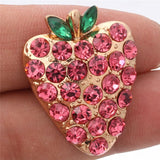 5pcs/lot Rhinestone Strawberry Snap Buttons 18mm Fit Snap Bracelet ZA3000