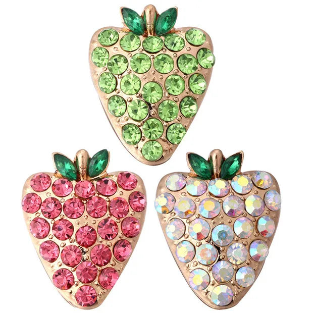 5pcs/lot Rhinestone Strawberry Snap Buttons 18mm Fit Snap Bracelet ZA3000
