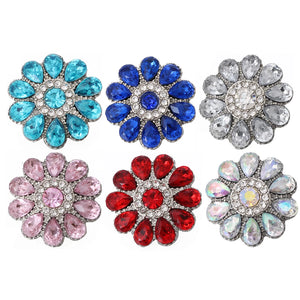 5pcs Vintage Flower Rhinestone 18mm Metal Snap Buttons