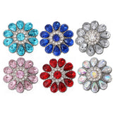 5pcs Vintage Flower Rhinestone 18mm Metal Snap Buttons