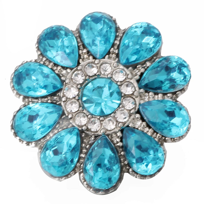 5pcs Vintage Flower Rhinestone 18mm Metal Snap Buttons