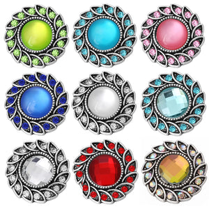 5pcs High Crystal Flower 18mm Metal Snap Buttons DIY Charms Snap Button Jewelry