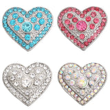 5pcs Rhinestone Heart 18mm Snap Buttons for Snap Jewelry