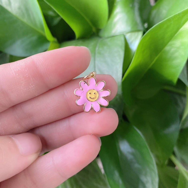 5pcs Sunflower Happy Face Charms For Jewelry Making