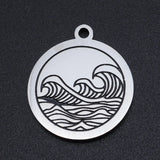 5pcs/lot OM Cross Stainless Steel DIY Jewelry Charms Lucky Wave Buddha Pendants