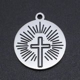 5pcs/lot OM Cross Stainless Steel DIY Jewelry Charms Lucky Wave Buddha Pendants