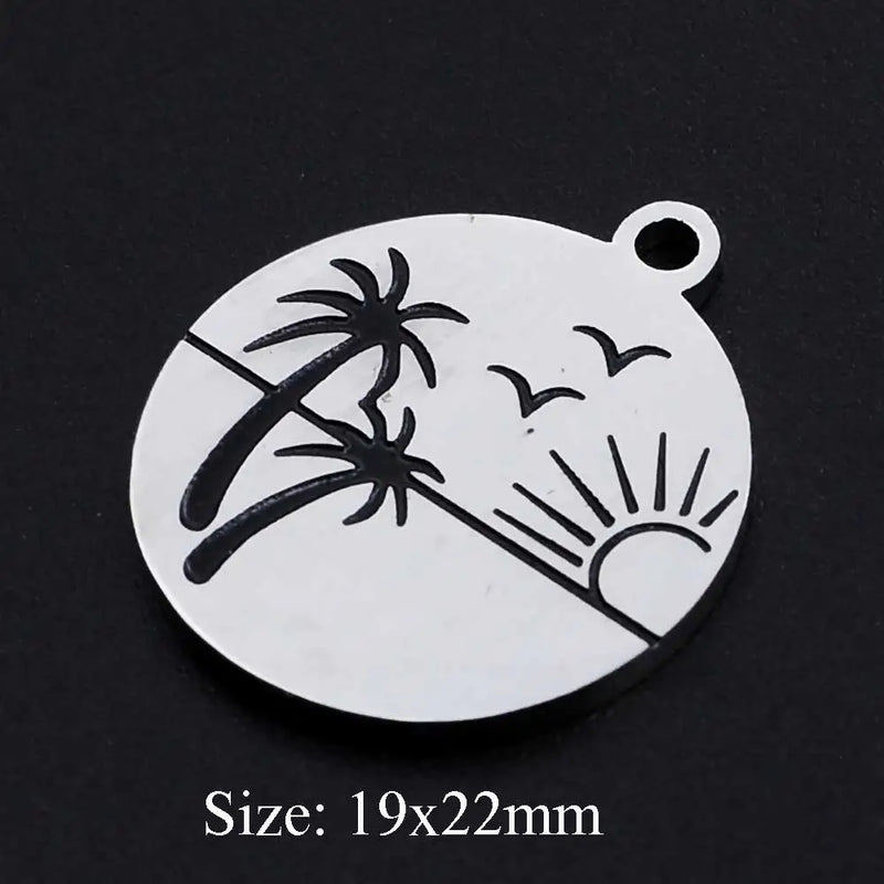 5pcs/lot OM Cross Stainless Steel DIY Jewelry Charms Lucky Wave Buddha Pendants
