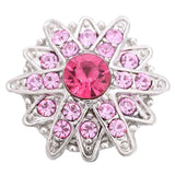 5pcs Pink Crystal Rhinestone Snap Button Jewelry 18mm Metal Snaps DIY