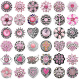5pcs Pink Crystal Rhinestone Snap Button Jewelry 18mm Metal Snaps DIY