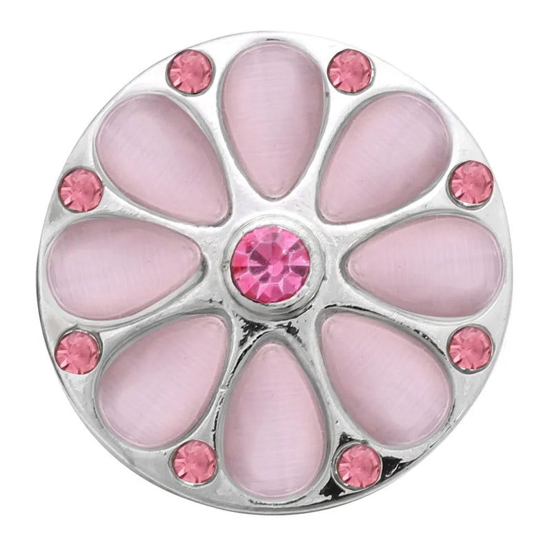 5pcs Pink Crystal Rhinestone Snap Button Jewelry 18mm Metal Snaps DIY