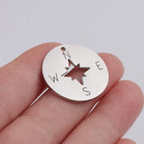 5pcs Plated Rose Stainless Steel Compass Charms for DIY Necklace Crafts