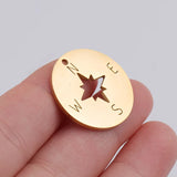 5pcs Plated Rose Stainless Steel Compass Charms for DIY Necklace Crafts