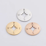 5pcs Plated Rose Stainless Steel Compass Charms for DIY Necklace Crafts