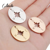 5pcs Plated Rose Stainless Steel Compass Charms for DIY Necklace Crafts