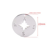 5pcs Plated Rose Stainless Steel Compass Charms for DIY Necklace Crafts
