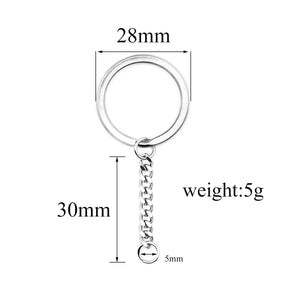 5pcs Polished Stainless Steel Keyring Keychain Split Ring with Short Chain