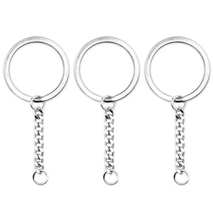 5pcs Polished Stainless Steel Keyring Keychain Split Ring with Short Chain