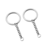 5pcs Polished Stainless Steel Keyring Keychain Split Ring with Short Chain