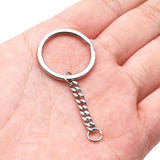 5pcs Polished Stainless Steel Keyring Keychain Split Ring with Short Chain