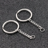 5pcs Polished Stainless Steel Keyring Keychain Split Ring with Short Chain