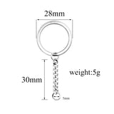5pcs Polished Stainless Steel Keyring Keychain Split Ring with Short Chain