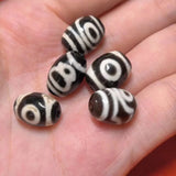 5pcs/lot Natural Two Eyes God of Wealth Agate Dzi Line Jewelry Accessories
